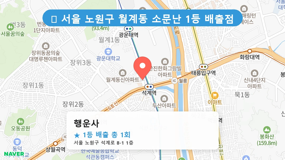 서울 노원구 월계동 월계동 로또 명당 행운사 1등 당첨 배출점 전경