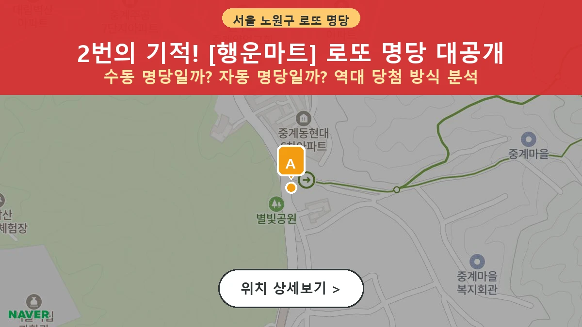 서울 노원구 중계동 로또 명당 행운마트 1등 당첨 배출점 전경