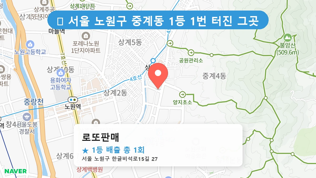 서울 노원구 중계동 중계동 로또 명당 로또판매 1등 당첨 배출점 전경