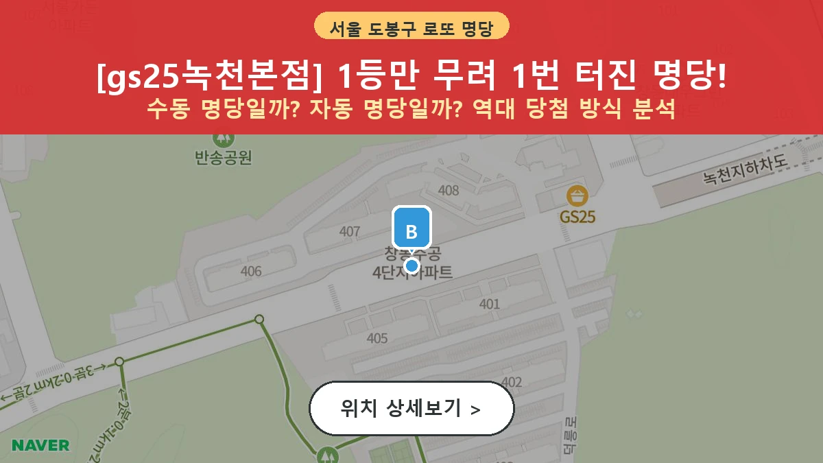 서울 도봉구 창동 로또 명당 gs25녹천본점 1등 당첨 배출점 전경