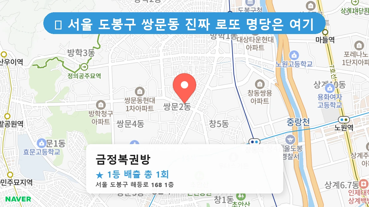 서울 도봉구 쌍문동 쌍문동 로또 명당 금정복권방 1등 당첨 배출점 전경