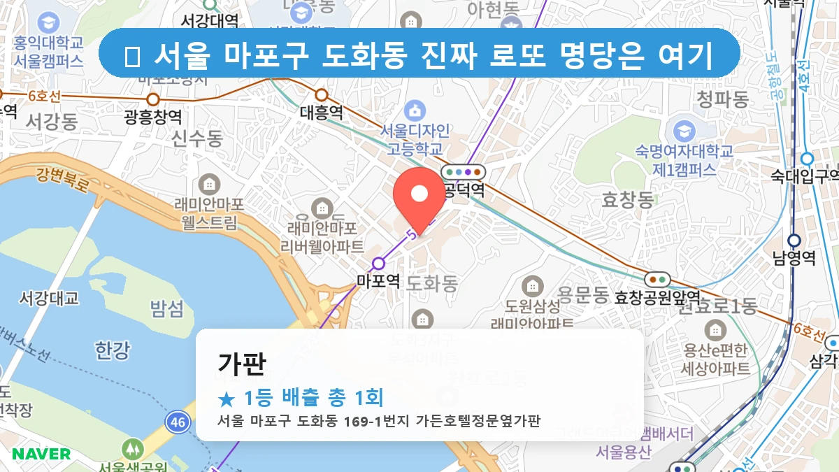 서울 마포구 도화동 도화동 로또 명당 가판 1등 당첨 배출점 전경