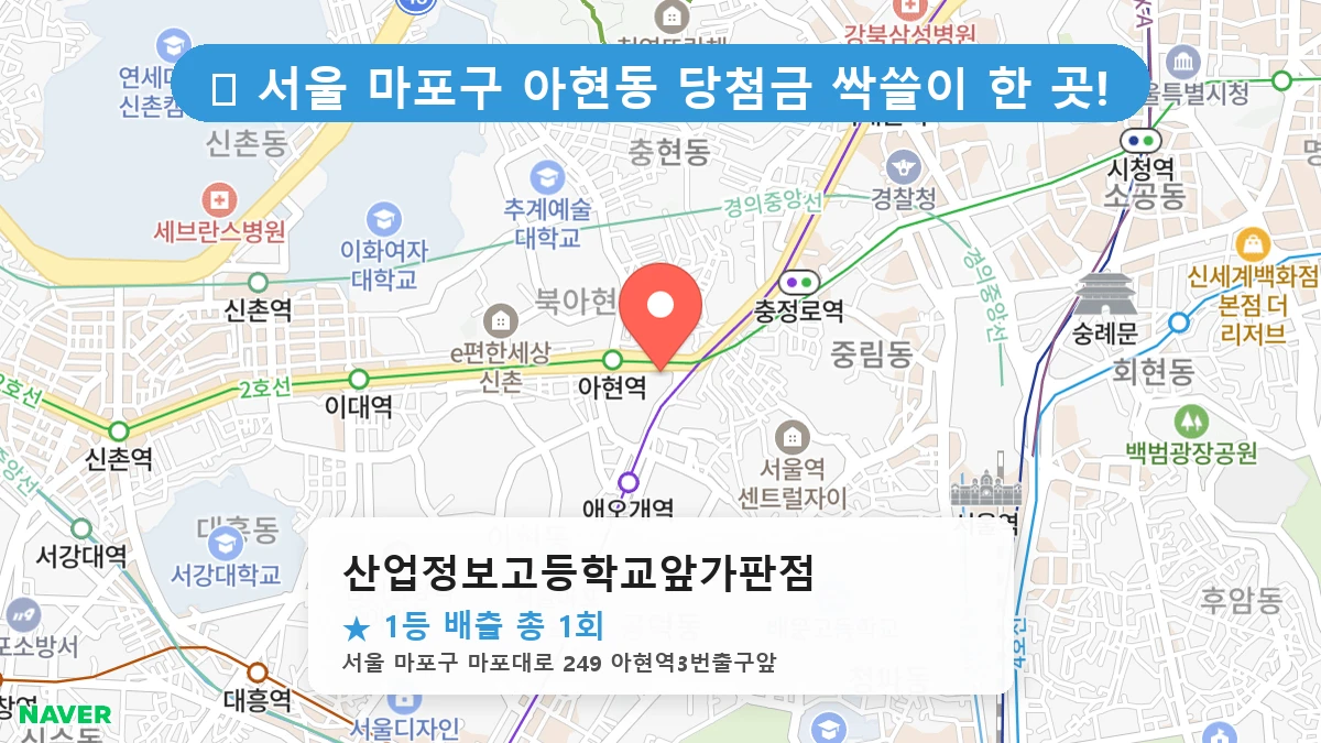 서울 마포구 아현동 아현동 로또 명당 산업정보고등학교앞가판점 1등 당첨 배출점 전경