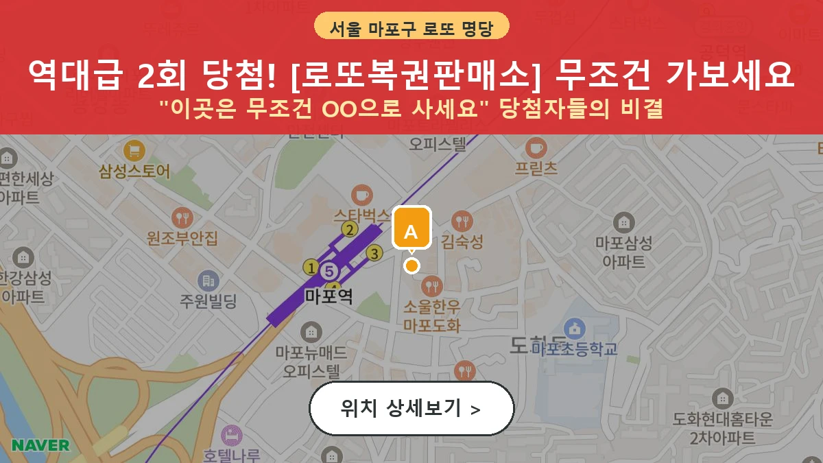 서울 마포구 도화동 로또 명당 로또복권판매소 1등 당첨 배출점 전경