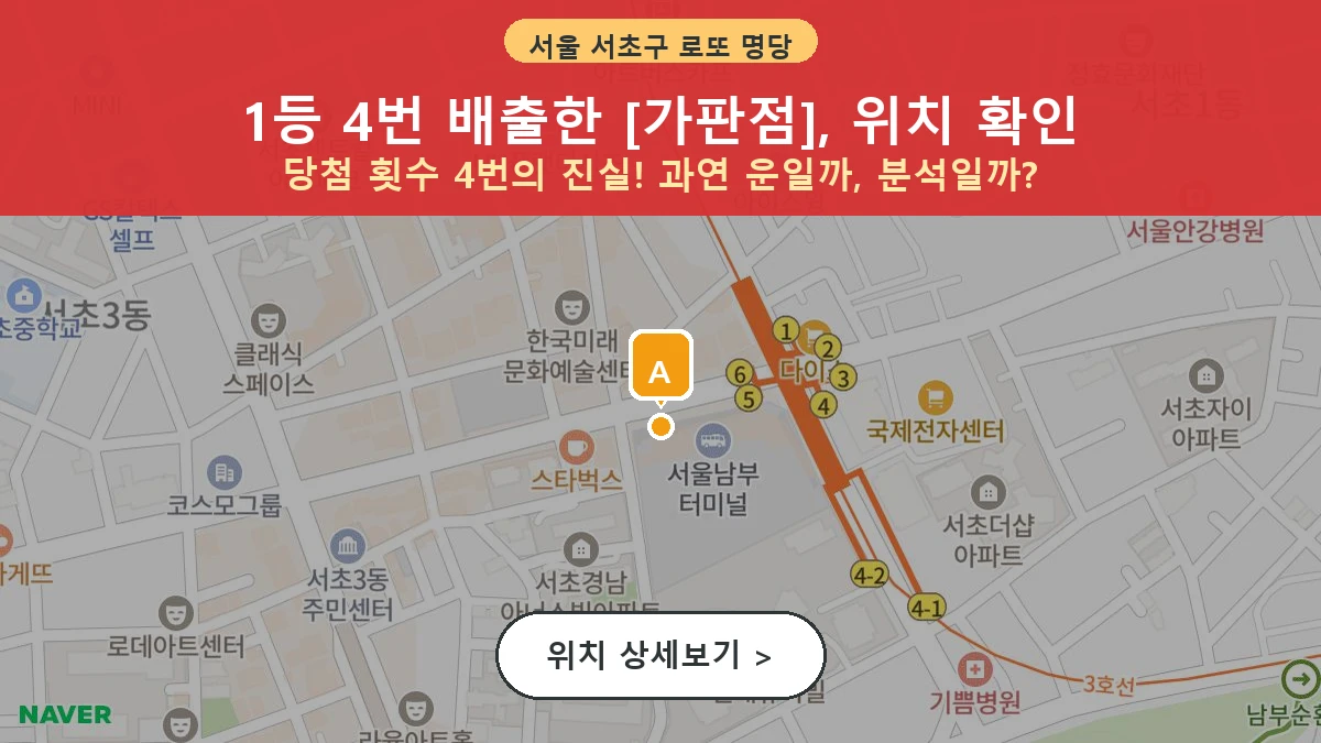 서울 서초구 서초동 로또 명당 가판점 1등 당첨 배출점 전경