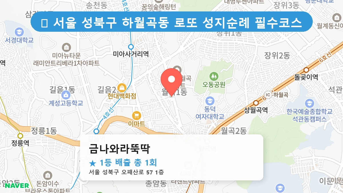 서울 성북구 하월곡동 하월곡동 로또 명당 금나와라뚝딱 1등 당첨 배출점 전경