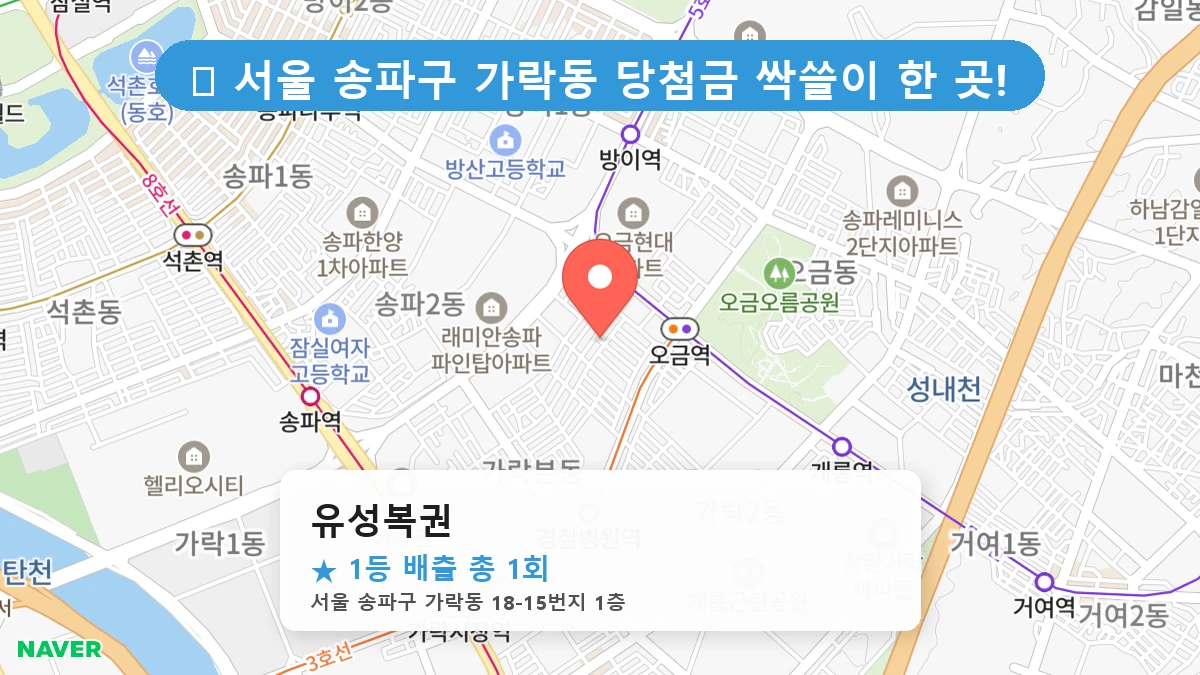 서울 송파구 가락동 가락동 로또 명당 유성복권 1등 당첨 배출점 전경