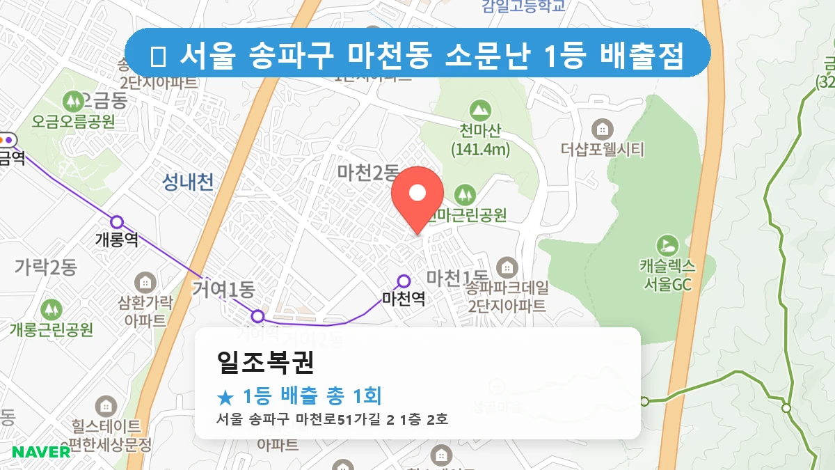 서울 송파구 마천동 마천동 로또 명당 일조복권 1등 당첨 배출점 전경