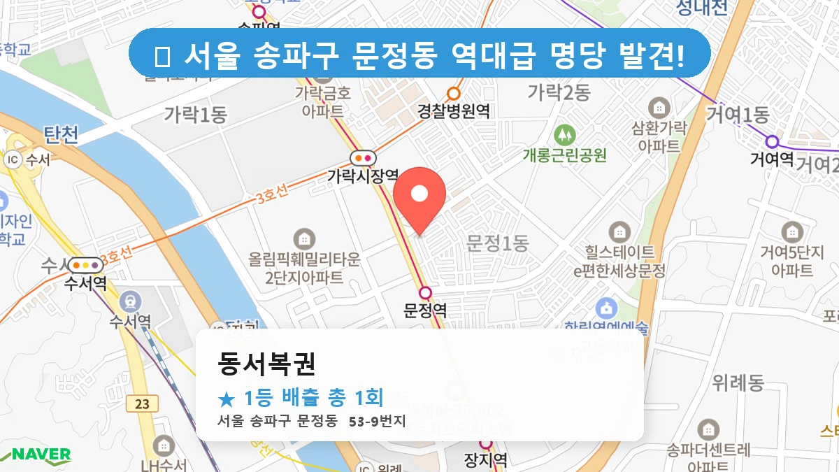 서울 송파구 문정동 문정동 로또 명당 동서복권 1등 당첨 배출점 전경
