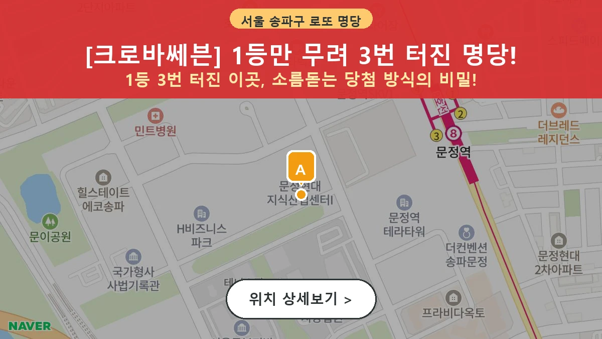 서울 송파구 문정동 로또 명당 크로바쎄븐 1등 당첨 배출점 전경