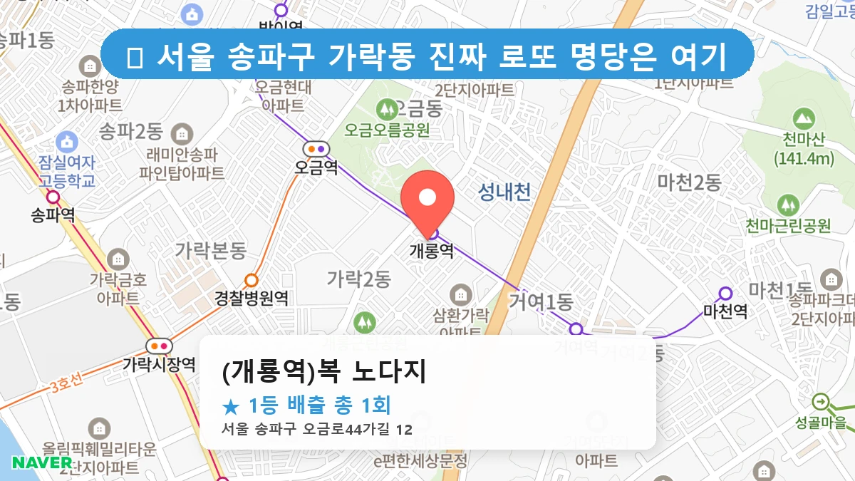 서울 송파구 가락동 가락동 로또 명당 (개룡역)복 노다지 1등 당첨 배출점 전경