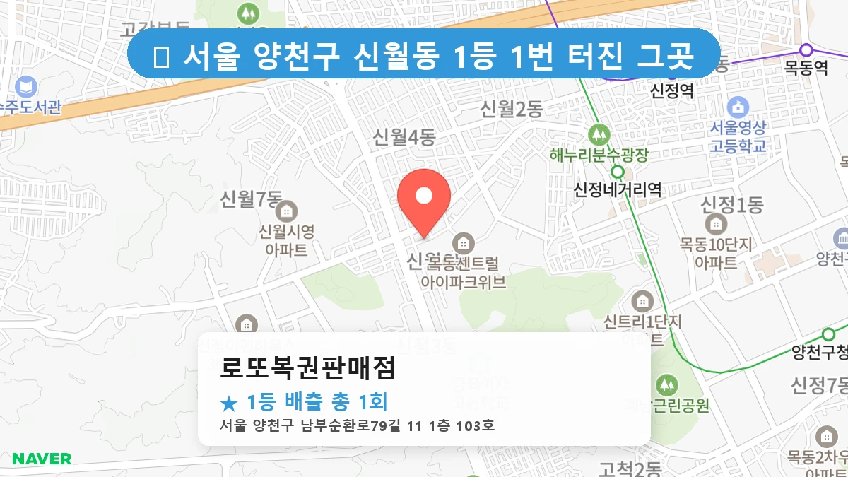 서울 양천구 신월동 신월동 로또 명당 로또복권판매점 1등 당첨 배출점 전경