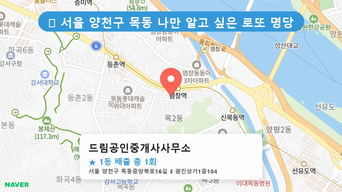 서울 양천구 목동 목동 로또 명당 드림공인중개사사무소 1등 당첨 배출점 전경
