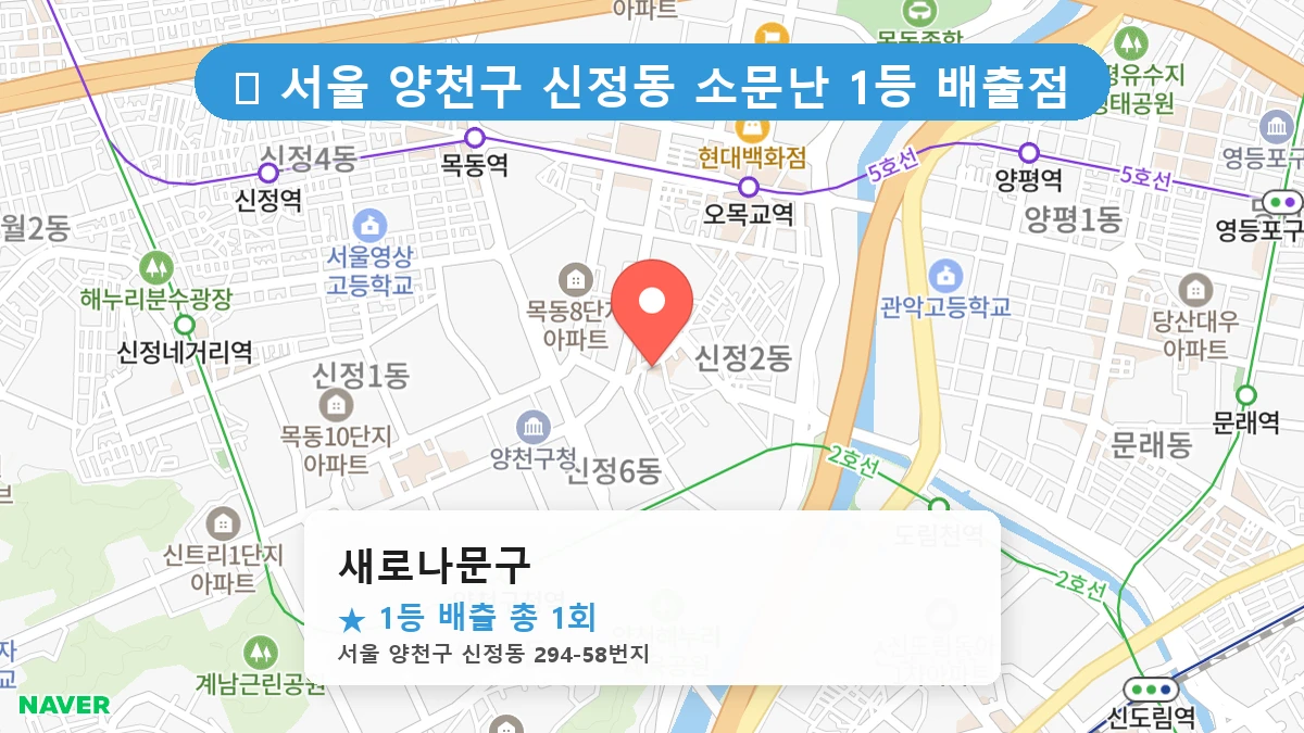 서울 양천구 신정동 신정동 로또 명당 새로나문구 1등 당첨 배출점 전경