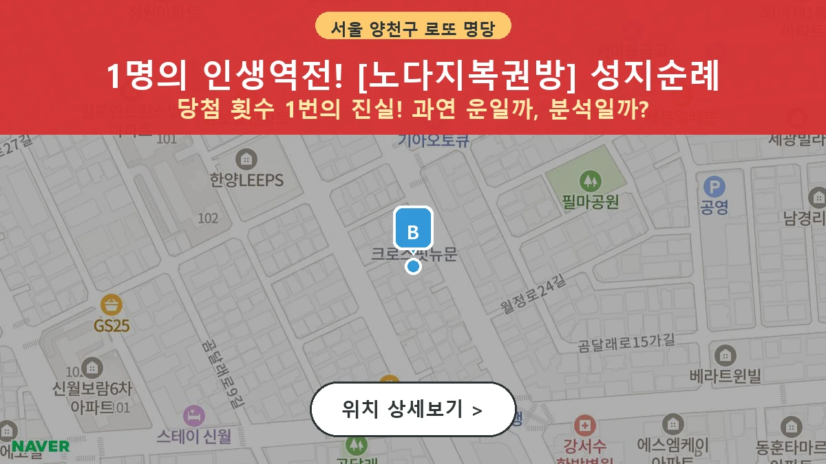 서울 양천구 신월동 로또 명당 노다지복권방 1등 당첨 배출점 전경