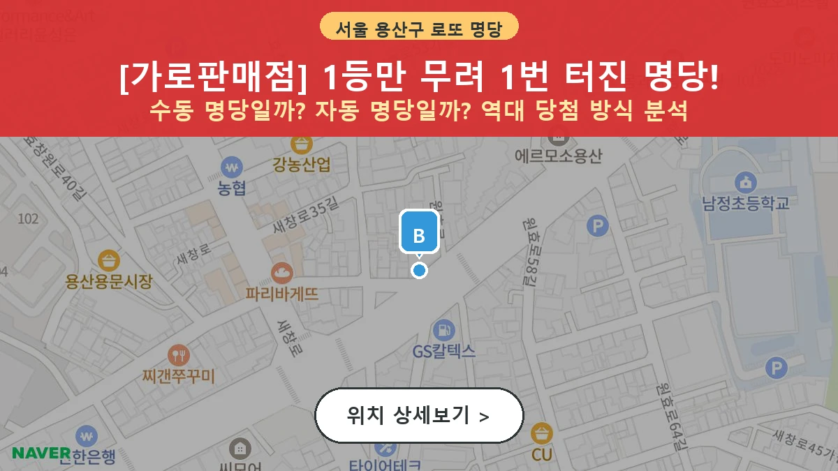 서울 용산구 원효로2가 로또 명당 가로판매점 1등 당첨 배출점 전경