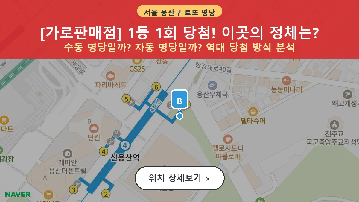 서울 용산구 한강로2가 로또 명당 가로판매점 1등 당첨 배출점 전경