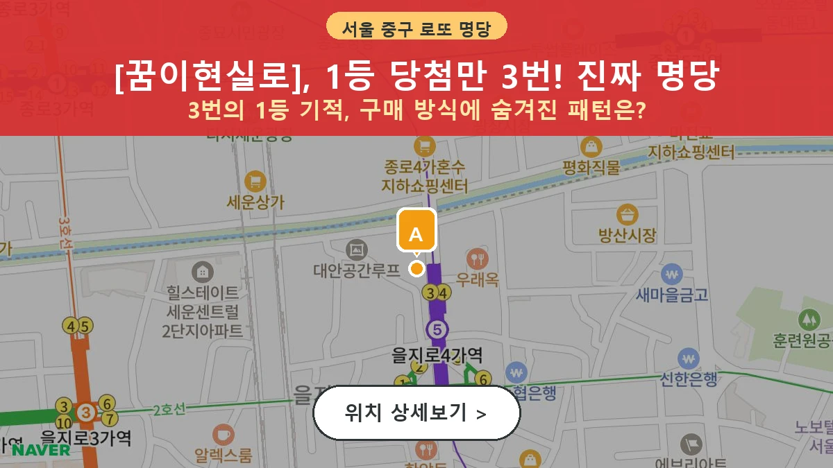 서울 중구 주교동 로또 명당 꿈이현실로 1등 당첨 배출점 전경
