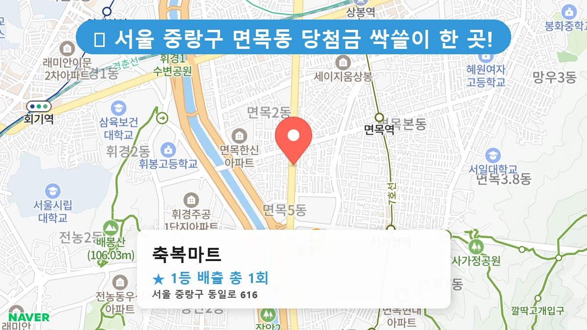 서울 중랑구 면목동 면목동 로또 명당 축복마트 1등 당첨 배출점 전경