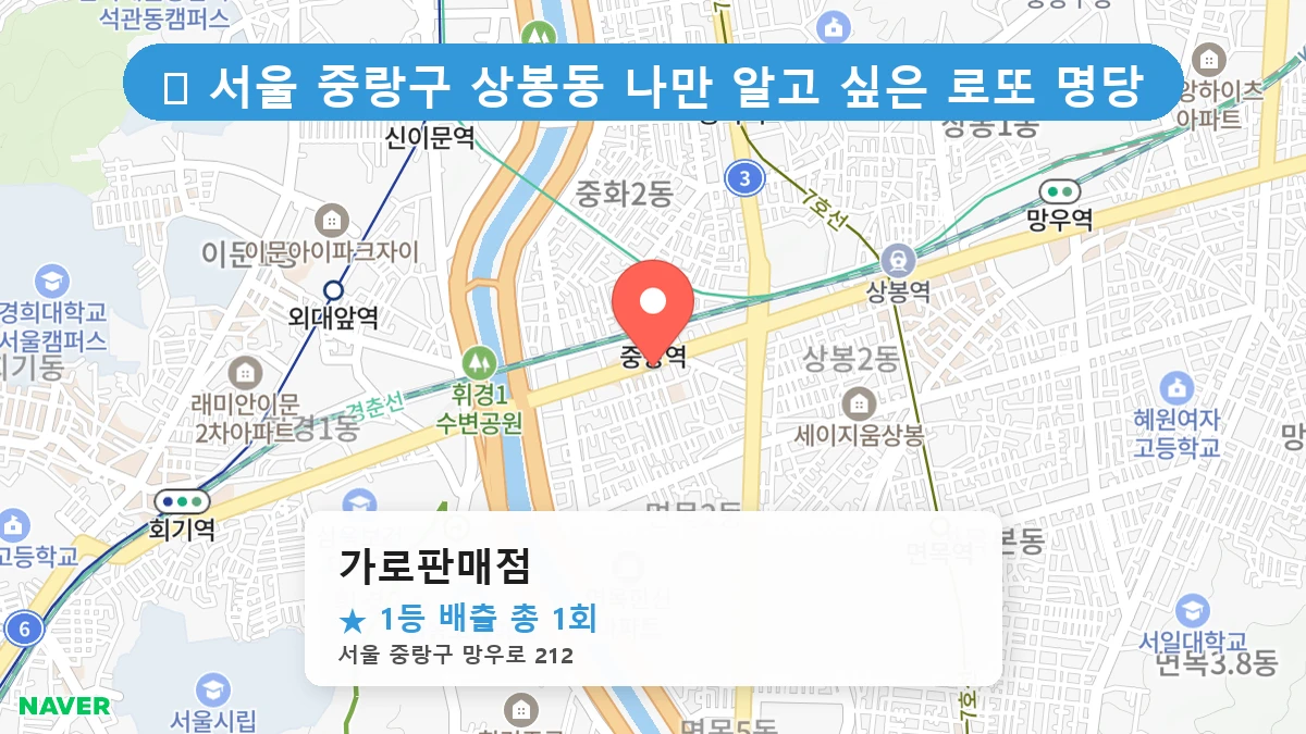 서울 중랑구 상봉동 상봉동 로또 명당 가로판매점 1등 당첨 배출점 전경