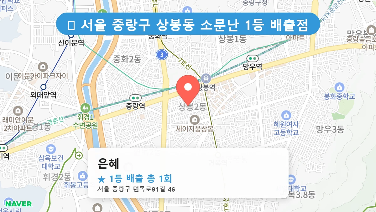 서울 중랑구 상봉동 상봉동 로또 명당 은혜 1등 당첨 배출점 전경