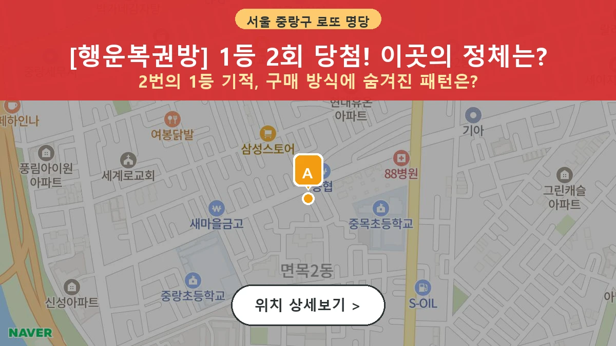 서울 중랑구 면목동 로또 명당 행운복권방 1등 당첨 배출점 전경