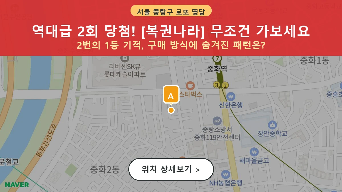 서울 중랑구 중화동 로또 명당 복권나라 1등 당첨 배출점 전경