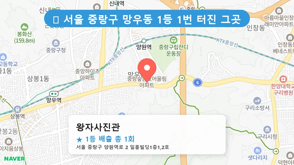 서울 중랑구 망우동 망우동 로또 명당 왕자사진관 1등 당첨 배출점 전경