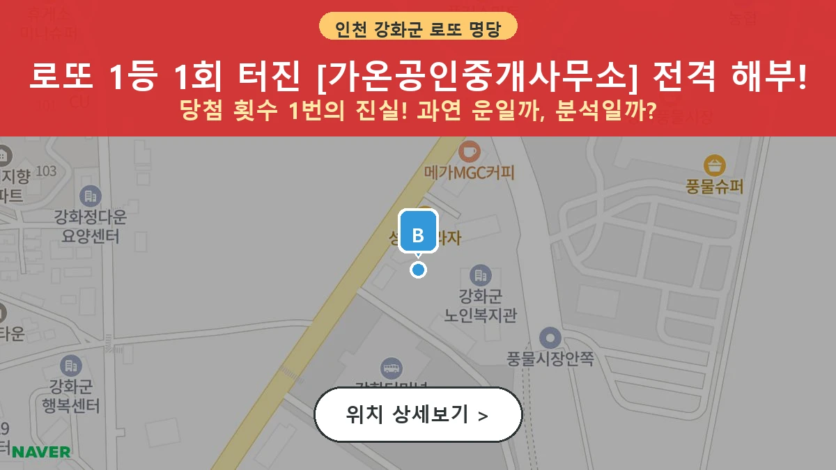 인천 강화군 강화읍 로또 명당 가온공인중개사무소 1등 당첨 배출점 전경