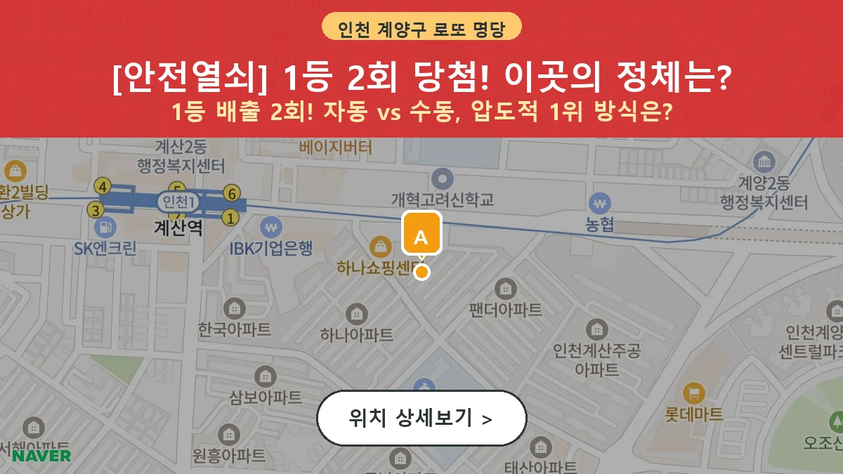 인천 계양구 계산동 로또 명당 안전열쇠 1등 당첨 배출점 전경