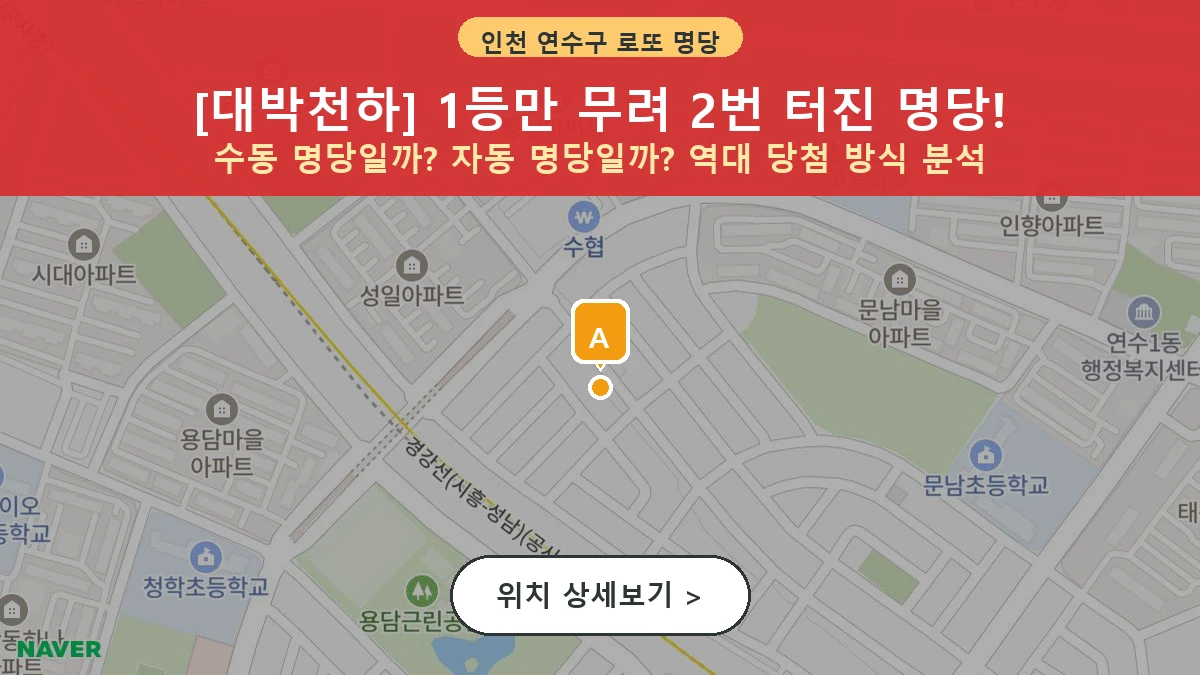 인천 연수구 연수동 로또 명당 대박천하 1등 당첨 배출점 전경