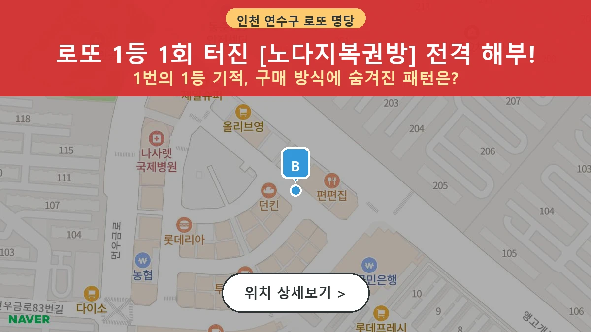 인천 연수구 동춘동 로또 명당 노다지복권방 1등 당첨 배출점 전경