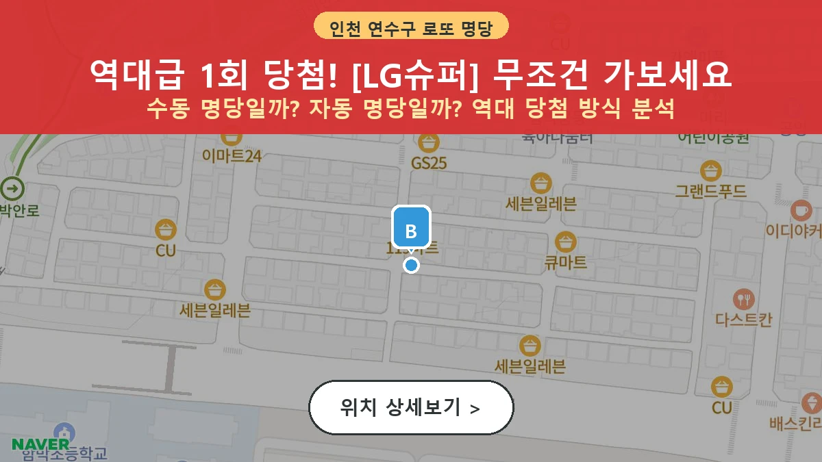 인천 연수구 연수동 로또 명당 LG슈퍼 1등 당첨 배출점 전경